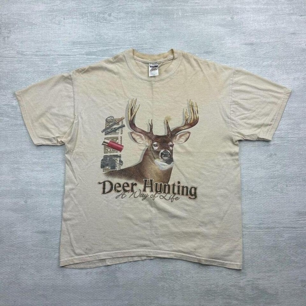 Vintage Deer Hunting Shirt Mens Large Brown Way of Life Nature Animals